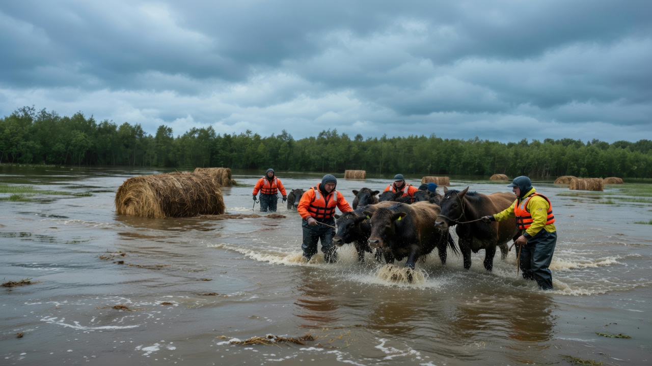 Паводок топит Якутию. Угодья под водой, скот спасают